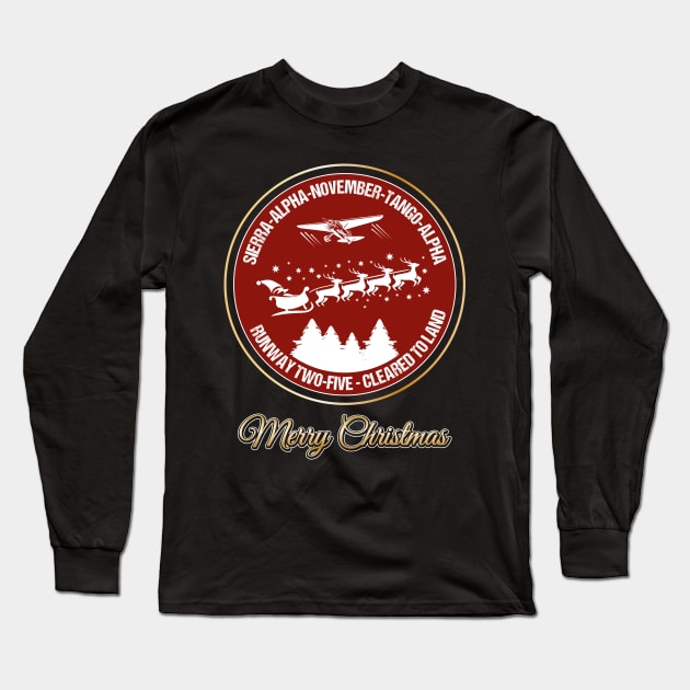 Pilot Christmas Gift Retro Aviation Holiday Santa Airlines Air Traffic Controller Shirt Long Sleeve T-Shirt by stearman